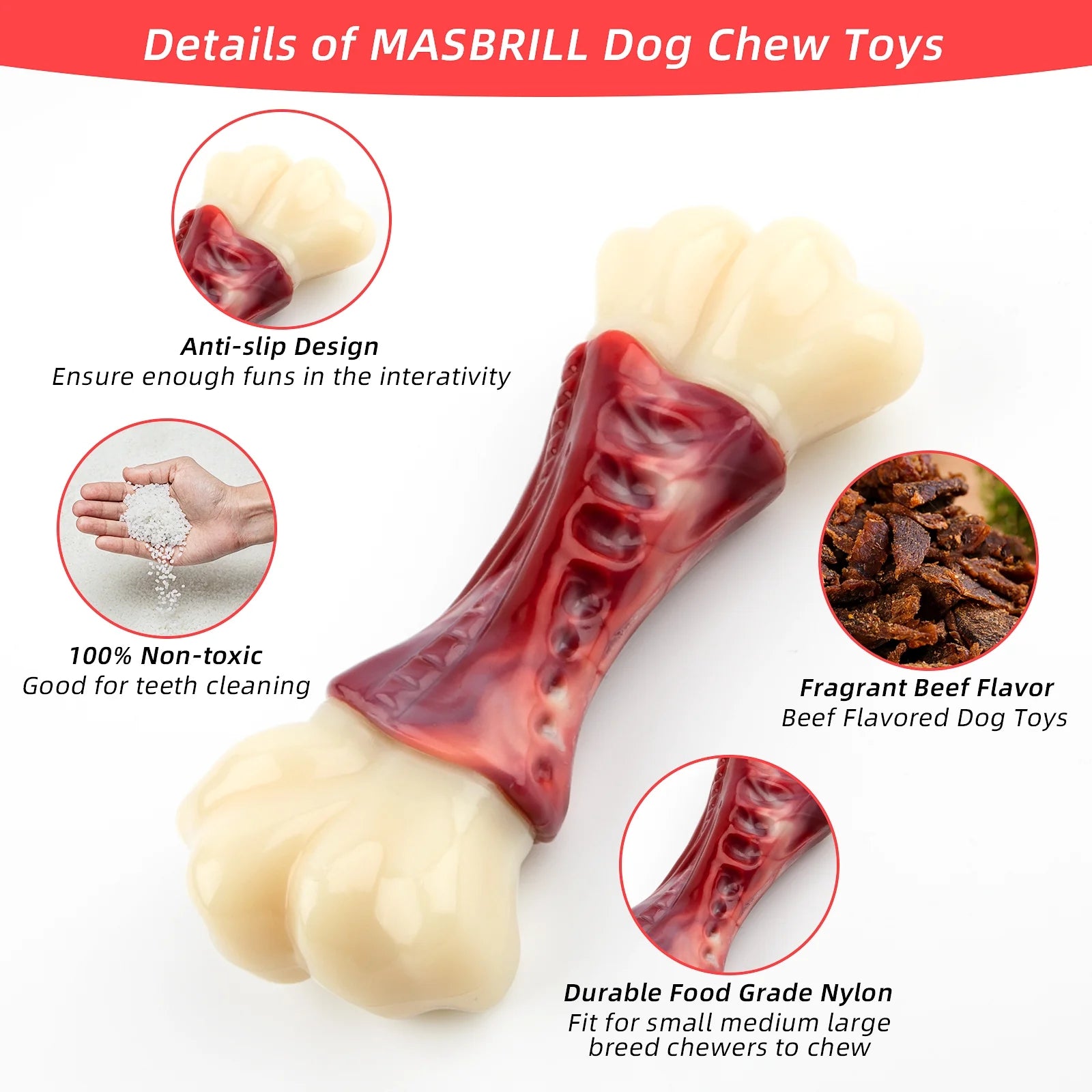 Juguetes Grandes Para Perros Masticadores Agresivos, Juguetes Para Perros Grandes, Juguetes Masticadores De Hueso Para Perros Medianos/Grandes, Juguetes De Cepillo De Dientes Para Perros Masticadores Agresivos De Raza Grande