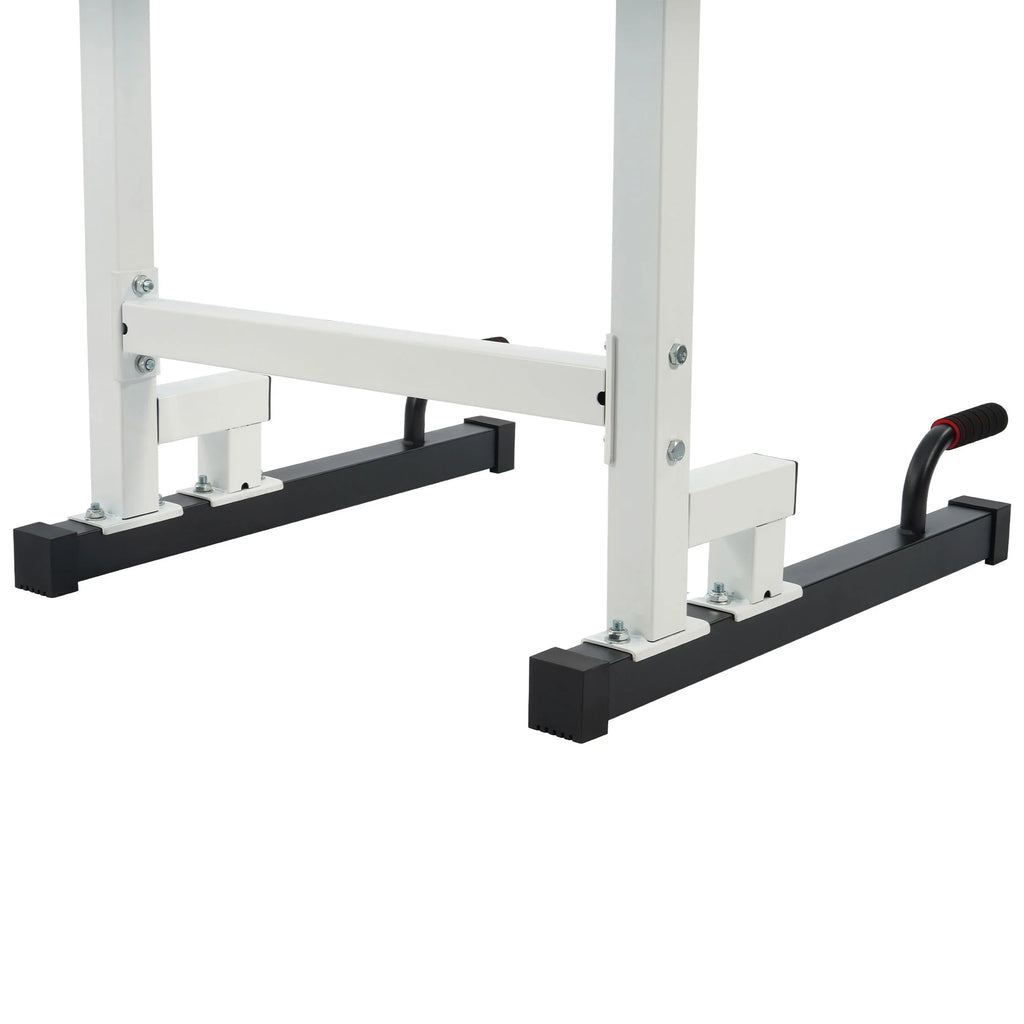 Steel Frame Dip Station with Adjustable Height, 500 Lb Weight Capacity, White