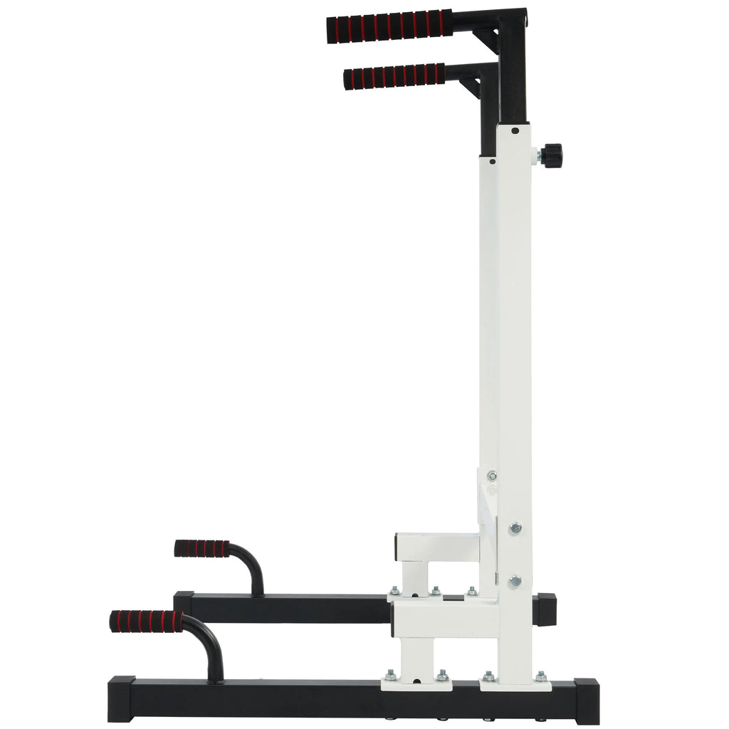 Steel Frame Dip Station with Adjustable Height, 500 Lb Weight Capacity, White