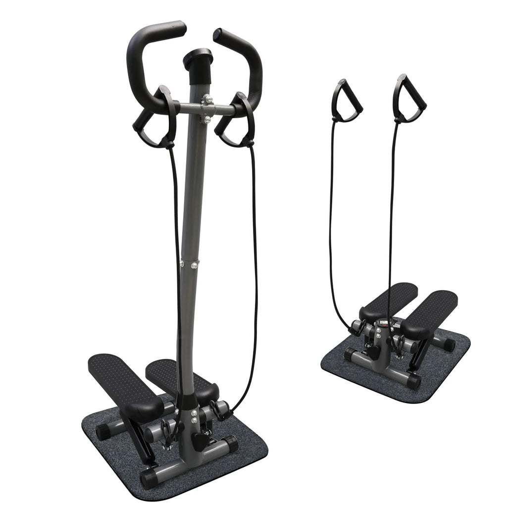 Steppers for Exercise, Mini Stair Stepper with Resistance Bands and Handlebar, 2 Ways to Use, Stair Climber Fitness Exercise Equipment for Full Body Training, 220 Lbs Weight Capacity